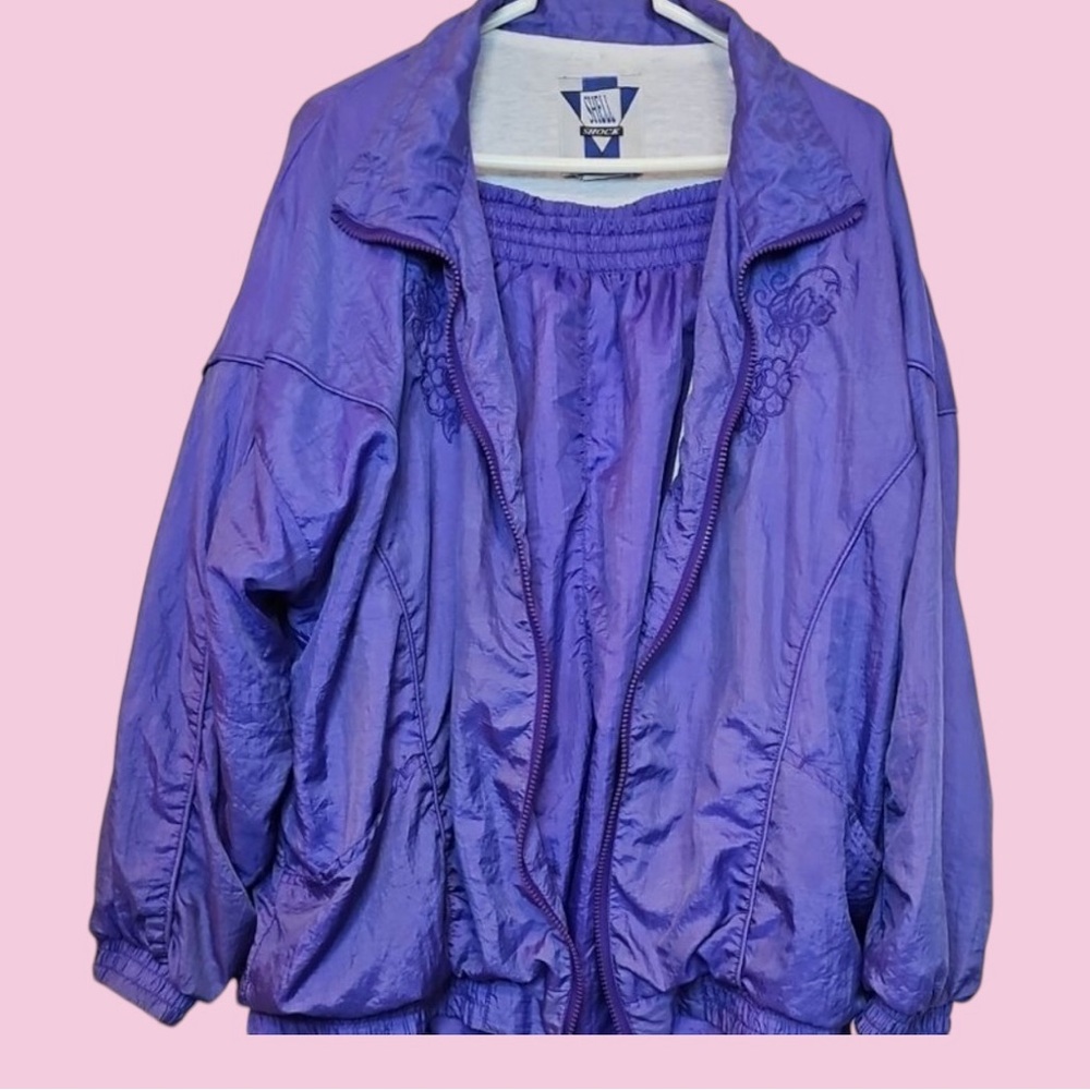 Purple 80s Vintage Windbreaker by Shell Shock Large